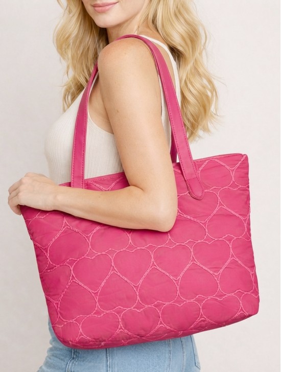 Heart Stitched Fashion Tote Bag 